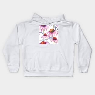 Watercolor Wildflower Purple Coneflower Pattern 2 Kids Hoodie